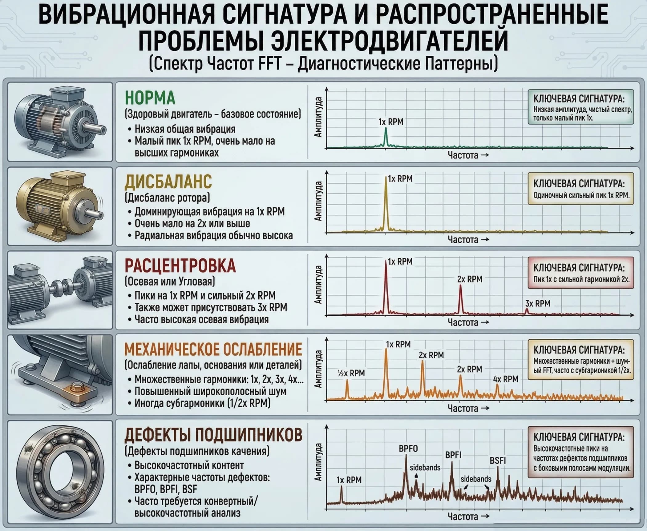 FFT спектрін қалай оқуға болады: мойынтірек және тісті белгілер